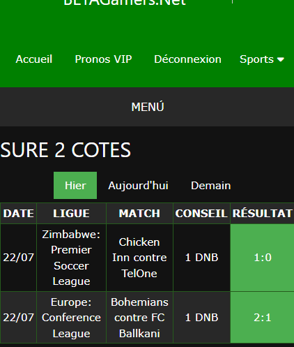 pari VIP gagné ticket